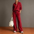thumbnail image 2 of Basysin Women Half Zip Pullover Sweatshirt Wide Leg Pants Two Piece Outfit Set Loose Comfort Tracksuit Soft Loungewear Sweatsuit, 2 of 6