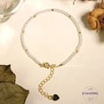 thumbnail image 2 of Mother Of Pearl 2mm Round Shape Smooth Cut Beads 7 inch Adjustable Gold Plated Clasp Bracelet for men, women, unisex. Link Chain Stacking Bracelet.|LINK_04757, 2 of 5