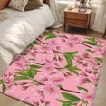 thumbnail image 5 of Spring Floral Washable Area Rugs 2.7'x5', Watercolor Flower Green Leaves Pink Background Low Pile Throw Living Room Rug Non-Slip Sturdy Edge Binding Carpet for Indoor Entryway Bedside Kitchen, 5 of 9