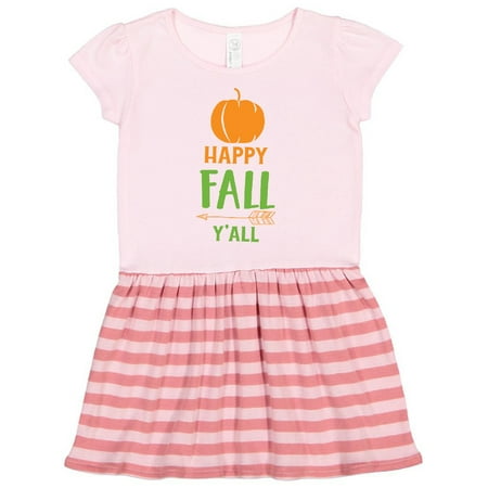 

Inktastic Happy Fall Y all Pumpkin Arrow - Orange Green Gift Toddler Girl Dress