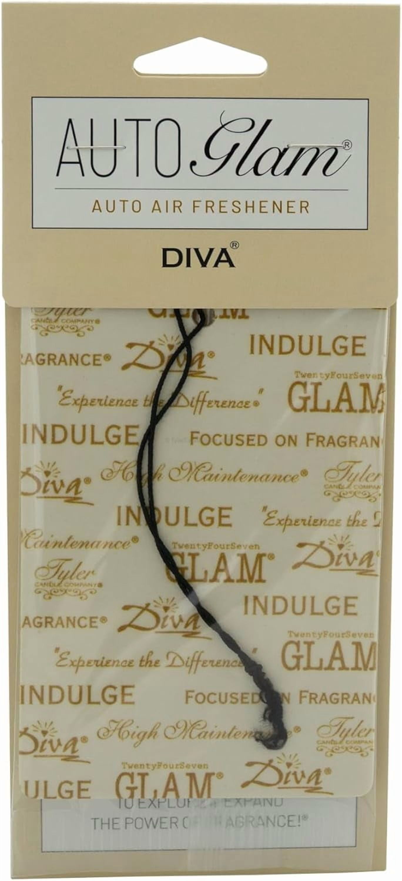 Diva AutoGlam Auto Air Fresheners – Set of 6 Long-Lasting Luxury Car Freshener Warm Fruity Floral Scent with Amber & Chocolate Individually Wrapped