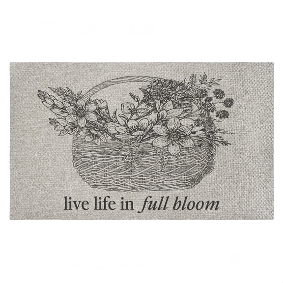 Life In Full Bloom Floral Basket Outdoor Door Mat, design by Lettered and Lined, 18"x30"