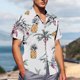 thumbnail image 4 of Mens Casual de Manga Corta Botón Abajo Camisas de Impresión Turndown Cuello Botón Camisa Poliéster, Moda de Verano Superior para Hombres Al Aire Libre, 4 of 6
