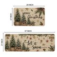 thumbnail image 4 of Sm:)e Let It Snow Pine Tree Christmas Kitchen Rugs and Mats, 17x29Inch and 17x47 Inch, Non Slip Linen Mat Inside Washable for Porch Patio Hallway, 4 of 7