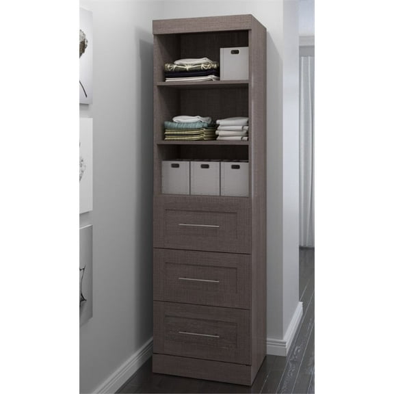 Bestar Pur 25W Closet Organizer with Drawers in Bark Gray - Engineered Wood