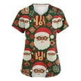 thumbnail image 2 of Christmas Plus Size Scrubs Tops for Women Plus Size Short Sleeve Working Uniform with Xmas Graphic Christmas Stretch Scrubs T Shirts with Pockets, 2 of 5