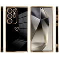 thumbnail image 7 of Phone Case for Samsung Galaxy S24 Ultra Heart Design Soft TPU Electroplated Cover Anti-Scratch Shockproof Slim Case for Samsung Galaxy S24 Ultra 6.8 Inch - Black, 7 of 7