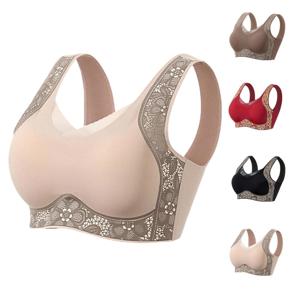 Agkizg Lace Jelly Bra Wireless Push Up Breathable Soft Comfortable Everyday Wear Bralette (Women's or Women's Plus)