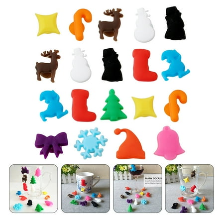 MUSEYA 36Pcs Glass Markers For Drinks MultiColored Silicone NonSlip Christmas Party