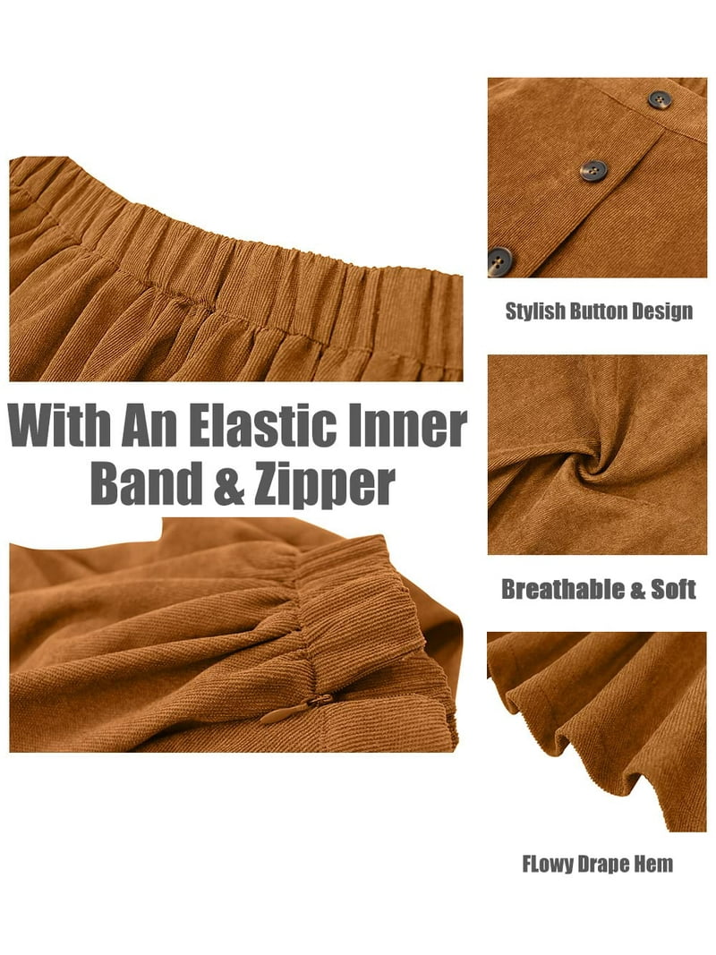 ★スタンダードMiniクッションbrown TIYOMI Plus Size Skirts Brown Stretchy Buttons Hidden Zipper