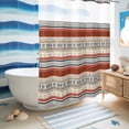 thumbnail image 5 of No Hook Shower Curtain with Built-in Rings - Vintage Boho Washable Waterproof Fabric Bathroom Curtains for Hotel,Rentals, 72X 96 Inch Extra Long , Orange Black Brown, 5 of 9