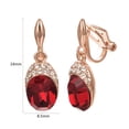 thumbnail image 4 of Yoursfs Red Clip on Earrings for Women Wedding Birdal Gold Plated Non Pierced Ears Oval Cubic Zirconia Dangle Earrings, 4 of 5