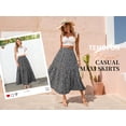 thumbnail image 7 of TEMOFON Women Skirts Long High Waist Ladies Elasticized Summer A Line Skirts for Work Office Ruffled Hem Floral Skirts, 7 of 7