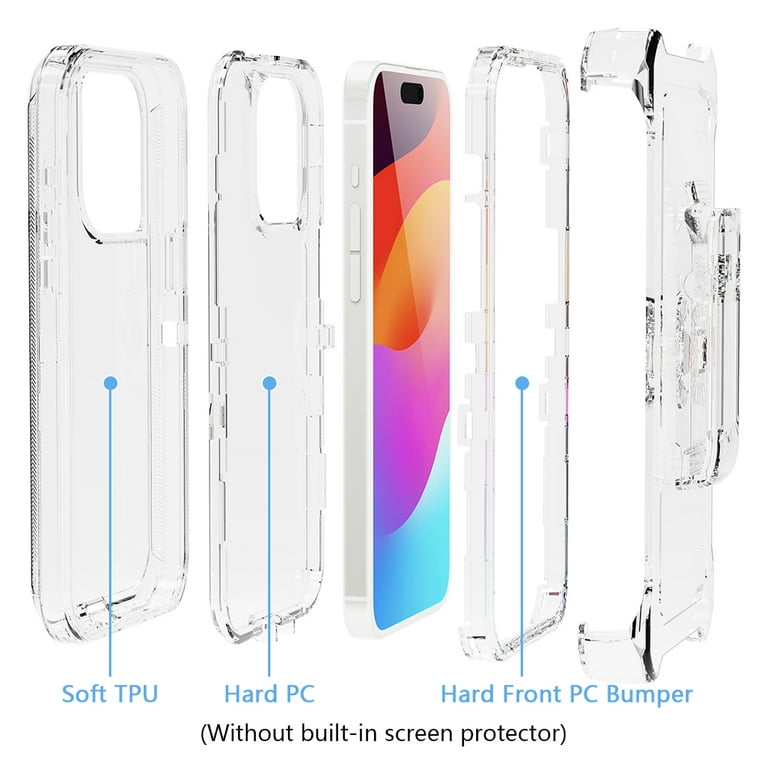 TASHHAR for iPhone 15 Pro Case with Privacy Screen and Lens Protector 3 in  1 Reinforced Bumper Shockproof Non-Yellowing Crystal Clear Case iPhone 15