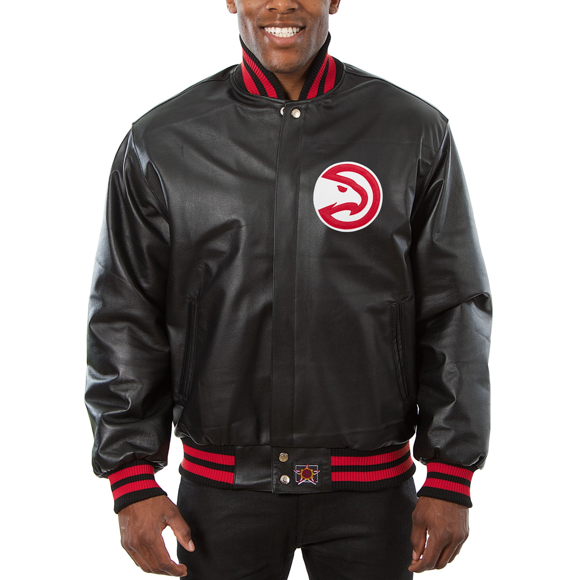 Atlanta Hawks Jh Design Big Tall All Leather Full Snap Jacket Black Walmart Com Walmart Com