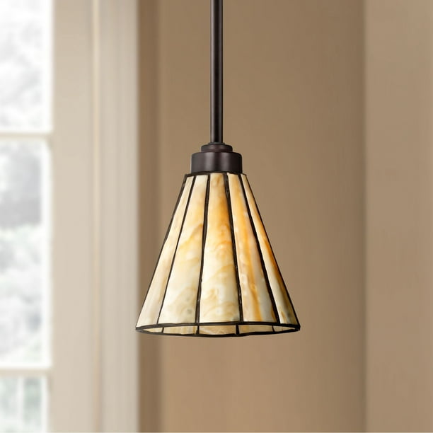 Robert Louis Tiffany Bronze Mini Pendant Light 7 1/2" Wide Modern