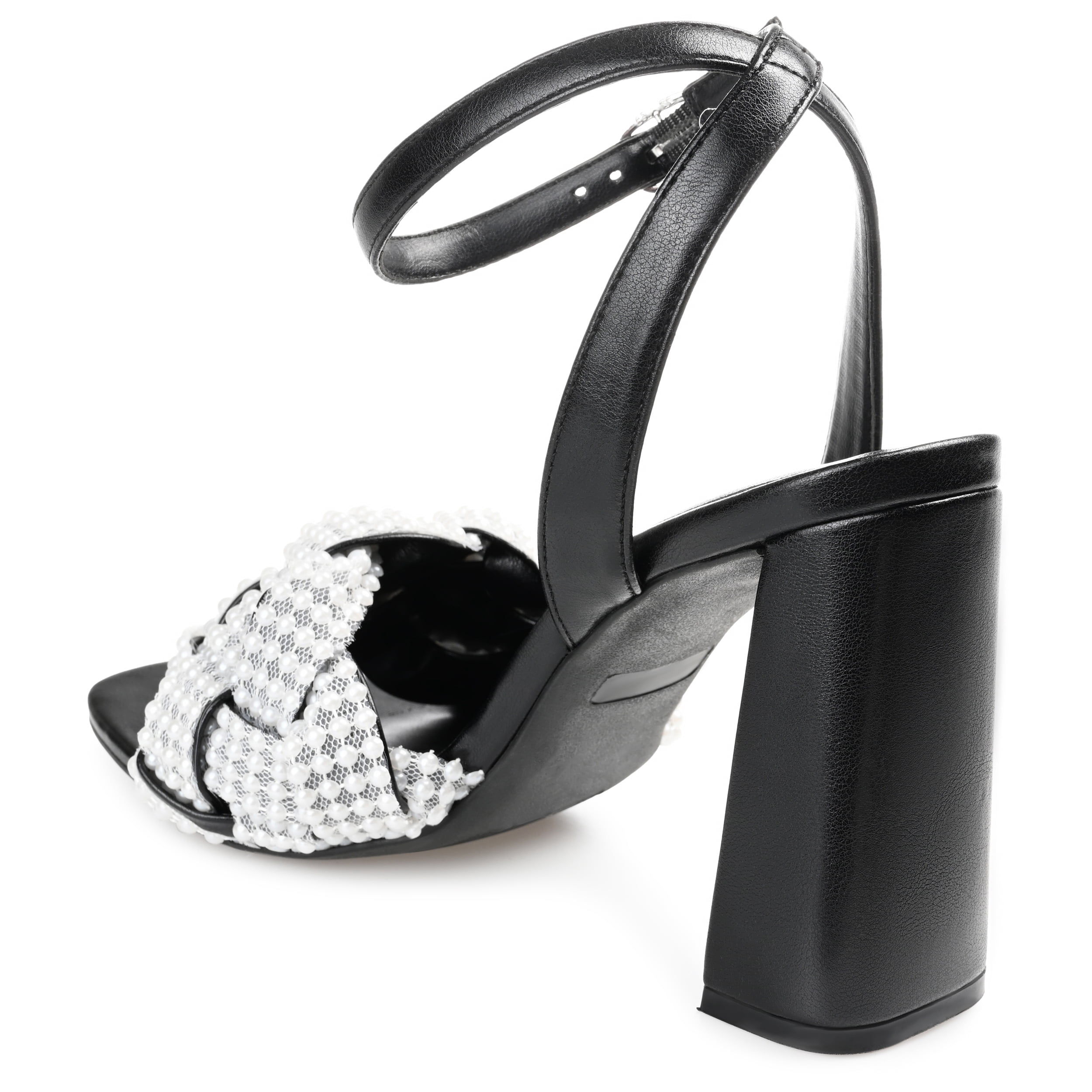 Journee Womens Dua Pearl Accents Block Heel Sandals