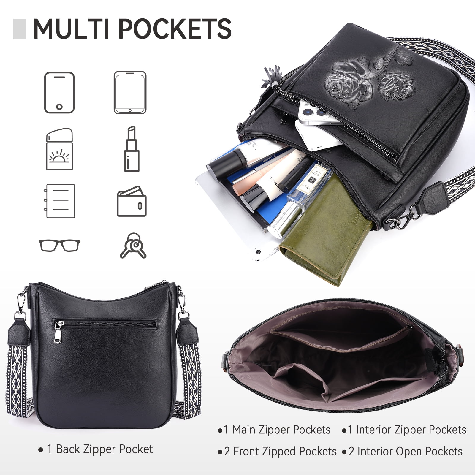 APHISON Crossbody Bags Casual Sling Backpack for Women, Shoulder Bag Travel Bag Cross Body Purses Bags with Adjustable Strap