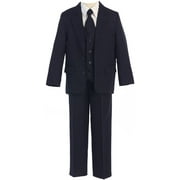 Sweet Kids Big Boys Navy Button Jacket Vest Shirt Tie Pant Suit 8-20 Husky