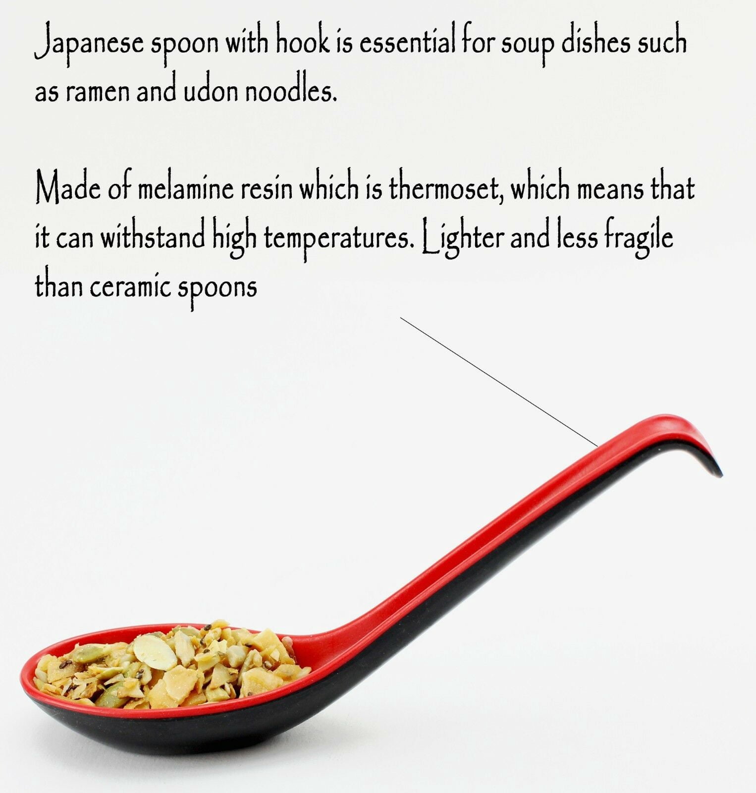 味噌湯ボウル Melamine Plastic Noodle Miso Soup Bowls with Spoons Red Black, Set of 4