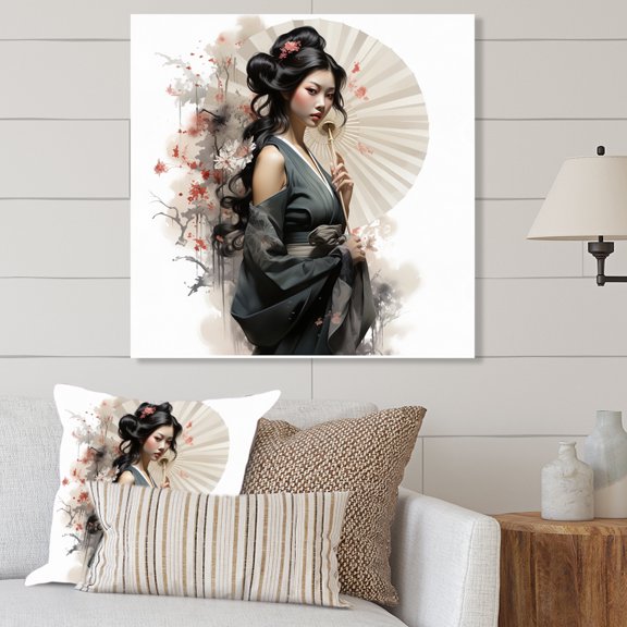 Designart "Asian Art Geishas beauty VI" Asian Metal Wall Art