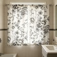 thumbnail image 4 of huayou 2 Pack Printed Kitchen Tier Curtains, 27.56x59.06 Inch Black Sketch Floral Pattern Short Window Curtains, for Indoor Kitchen Farmhouse Home Window Decor, 4 of 7