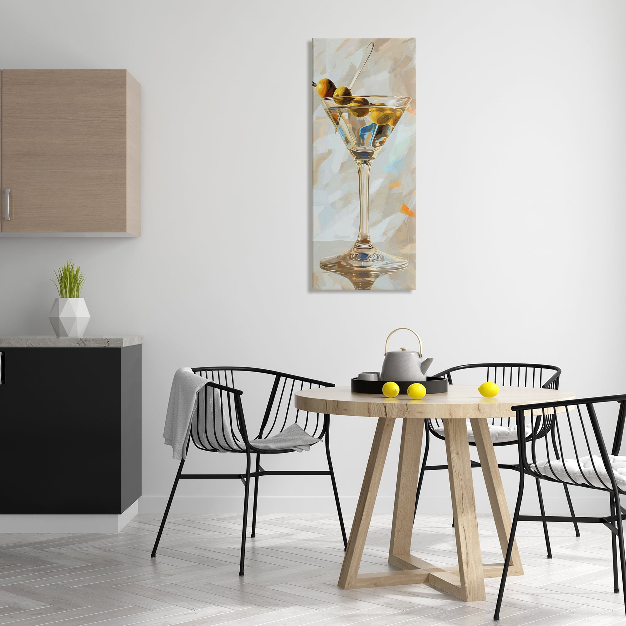 Stupell Industries Neutral Tone Martini Food & Beverage Painting Wrapped Canvas Art Print Wall Art, 17 x 40