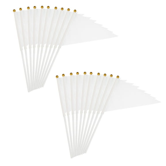 Uxcell 8x3 Inch Mini Pennant Flags, 25 Pcs Small Handheld Flag for DIY Celebration Sports,White