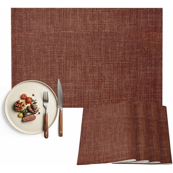 Chocolate Dark Brown Placemats Set of 4, Farmhouse Vintage Non-Skid Place Mats, Holiday Table Mats, Washable Stain-Resistance Tablemats for Party/Dining Room/Kitchen Decorations