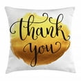 thumbnail image 1 of Thank You Throw Pillow Cushion Cover, Golden Yellow Tone Round Paint Backdrop with Cursive Wording, Decorative Square Accent Pillow Case, 24" X 24", Mustard Caramel Charcoal Grey, by Ambesonne, 1 of 2