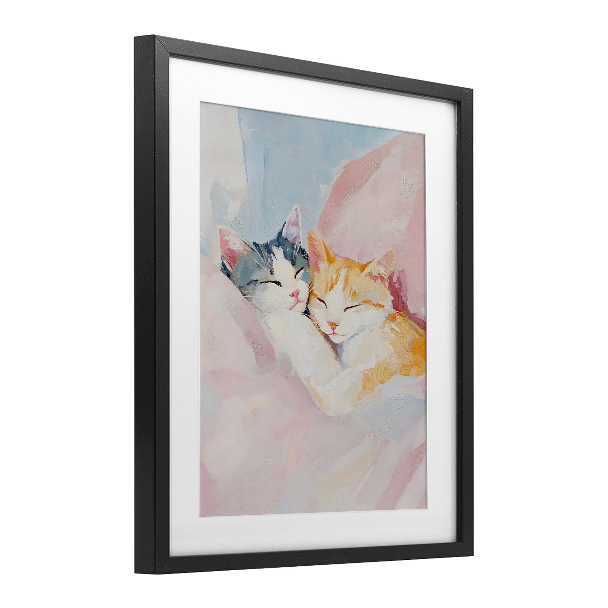 Stupell Industries Sleeping Kittens Embrace Black Framed Print Under Glass, design by The Prints Vibe