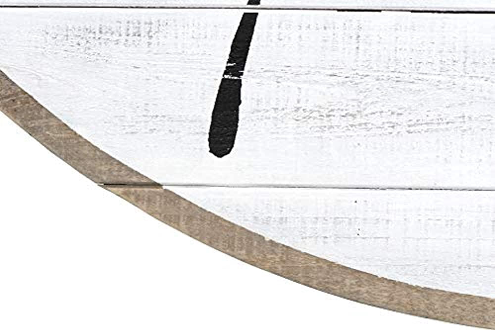 Woven Paths 36" Round Wood Wall Clock in Distressed White and Brown Finish