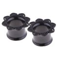 thumbnail image 1 of 2pieces túneles de carne de la oreja de la flor negra de acero inoxidable calibrados pendientes de 12 mm Sunnimix Tapones para los oídos Túneles, 1 of 7