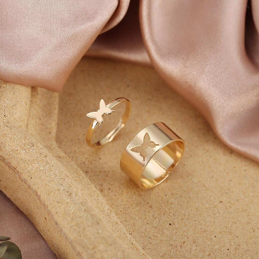 pitrice Matching Butterfly Rings for Couples Lover Adjustable Jewelry Open Cuff Ring Walmart