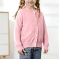 thumbnail image 2 of Miluxas Girls Crewneck Cardigan Sweater Kids Long Sleeve Button Knit Tops Outwear Bolero Shrug Cropped Tops Pink 4-5 Years, 2 of 7