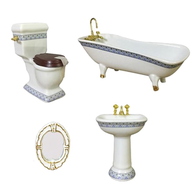 Juego de baño en miniatura Zulema Casa de muñecas Inodoro y lavabo