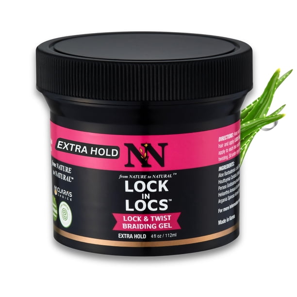 from NATURE to NATURAL Lock in Locs Lock & Twist Braiding Gel 4 fl oz - Gel para trenzas y torceduras Loc de sujeción extra para trenzas Locs Dreads Box Retwist - Sujeción extrema y sin descamación
