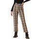thumbnail image 1 of Pantalones de trabajo de cuadros recortados para mujer INSPIRE CHIC, con botones, talla XL, marrón oscuro, 1 of 6