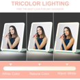 thumbnail image 3 of LED Foldable Travel Makeup Mirror - 7x9 inches 3 Colors Light Modes USB Rechargeable Touch Screen, Portable Tabletop Cosmetic Mirror for Travel, Cosmetic, Office (Green), 3 of 6