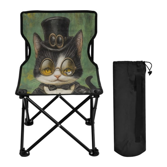 WOBOGO Handsome Milk Cow Cat Camping Chair Convenient Four Corner Backrest Folding Stool Can Hold Up to 220lbs