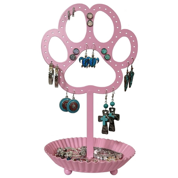 Dog Paw Earring Holder Organizer Metal Standing Jewelry Tree Display
