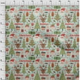 thumbnail image 3 of oneOone Georgette Viscose Light Mint Green Fabric Santa|Gift Box & Tree Christmas Quilting Supplies Print Sewing Fabric By The Yard 42 Inch Wide, 3 of 4