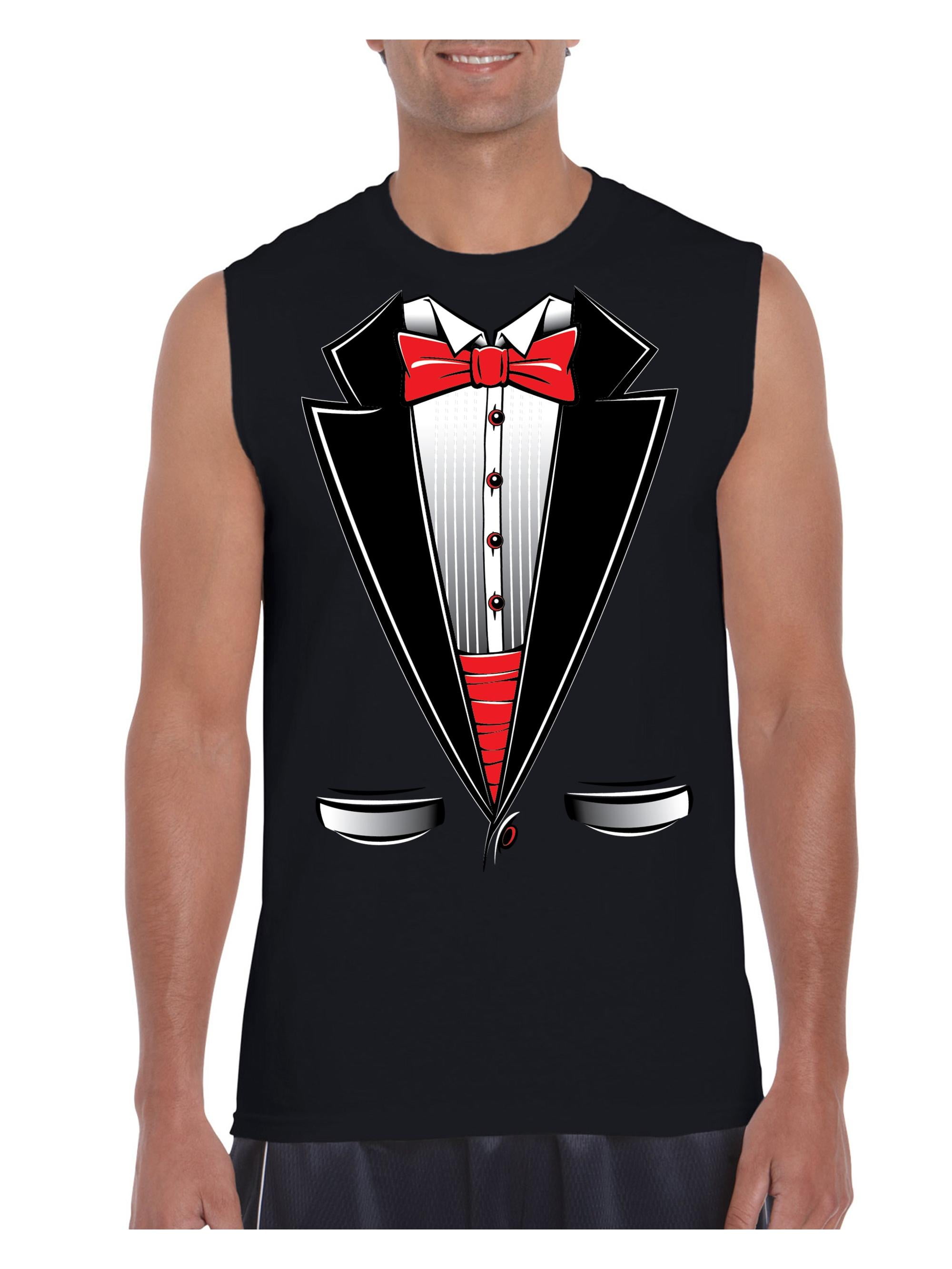 sleeveless tuxedo t shirt