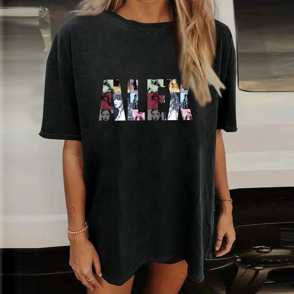 TayIor Sw1ft Shirts, Tylor Sw1ft Merch, Tylor Sw1ft ,Women's Fashion Casual Printed Round Neck Short Sleeve Shirts Blouse Women Graphic Music Lover Shirts TKFASHION Gray XXL