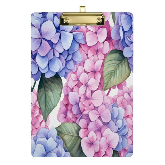 Acrylic Clipboards Hydrangeas Flowers A4 Standard Size Clipboard 12.5" X 9" Clip Board for Office School Teacher Women Men