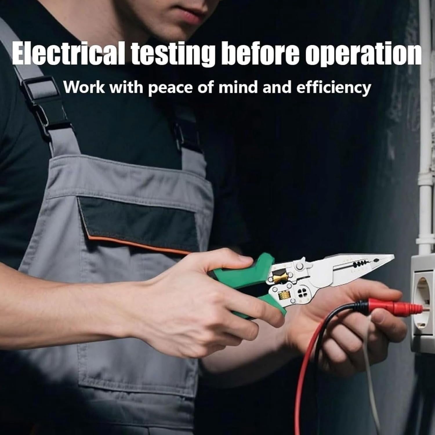 Preferablen 8 In 1 Wire Stripper Twister, 8 In 1 Wire Stripping Pliers, 2025 New 8 In 1 Wire Stripper With Voltage Tester, Electrical Pliers For Wire Cutting-Pulling And Crimping  Gray