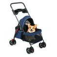 thumbnail image 3 of Cat Stroller for 2 Cats, Pet Folding Stroller with 360° Wheels, Large Storage Basket, Visible Mesh, Ideal Dog Stroller for Small Pets Travel, 3 of 8