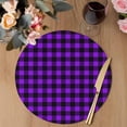 thumbnail image 3 of Black Purple Plaid Round 15 Inch Placemats Set of 2, Farmhouse Simple Buffalo Checked HeatResistant Non Slip Place Mats for Dining Table, Wipeable Braided Kitchen Table Mats for Housewarming, 3 of 9