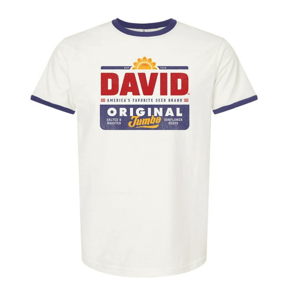 Official DAVID® Sunflower Seeds T-Shirt – Retro Ringer Tee | Vintage Baseball Snack Shirt