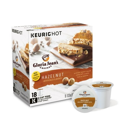 Gloria Jean's Hazelnut Keurig Single-Serve K-Cup Pods, Medium Roast Coffee, 18 Count
